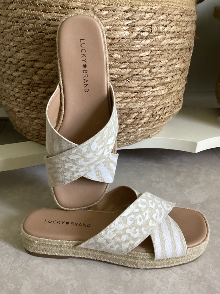 Lucky Brand Gayte Espadrille Sandals Sz 8 Euc Neutral Print